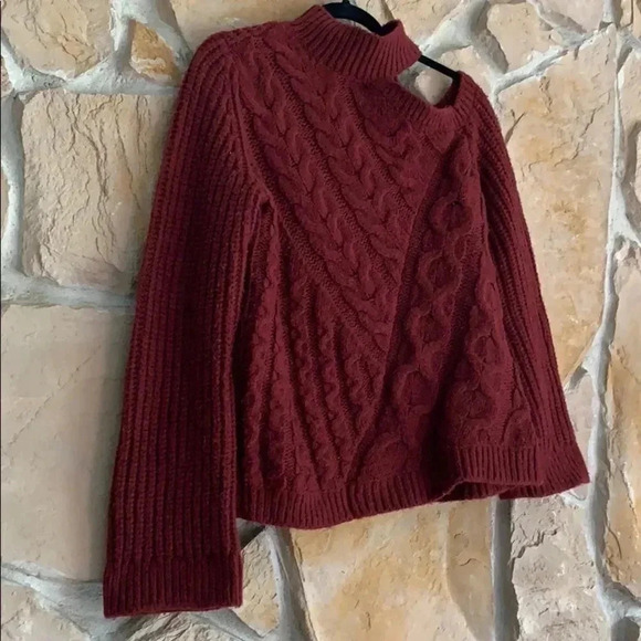 Express Burgundy Peek a boo Sweater - Picture 2 of 6